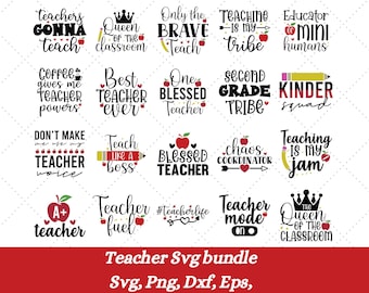 Bundle Svg enseignant, clipart enseignant, Svg citation enseignant, Svg vie enseignant, rentrée des classes Svg, Svg appréciation enseignant, sublimation Png, Dxf