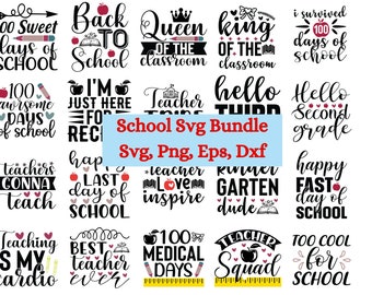Pacchetto Svg per la scuola, Insegnante Svg, Ritorno a scuola Svg, Scuola Svg per bambini, Pre K svg, 1° giorno di scuola, Sono pronto per l'asilo, 3a elementare