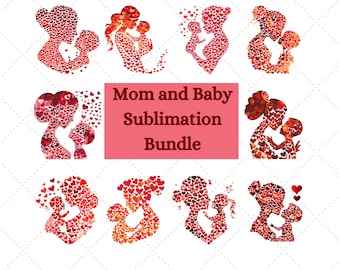 Mamma och bebis gjorda av hjärtan, sublimeringspaket, mor och barn png, första mors dag png-paket, mamma och bebis png, babyshowerpresent