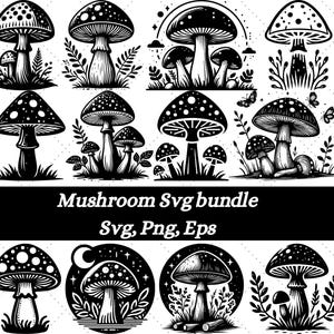 Mushroom Svg Bundle, Mushroom Clipart, Mystical Moon Mushroom Svg, Magic mushroom svg, Boho Mushroom Clipart, Mushroom Shirt, Magic Mushroom