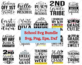 Pacchetto Svg per la scuola, Insegnante Svg, Ritorno a scuola Svg, Scuola Svg per bambini, Pre K svg, 1° giorno di scuola, Sono pronto per l'asilo, 3a elementare