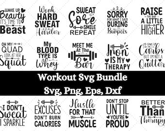 Workout SVG Bundle, Gym SVG Bundle, Fitness SVG, Exercise Svg, Motivational Svg, Workout Shirt Svg, Gym Shirt svg, Fitness Png, Gym Quote