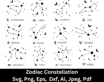 Star Zodiac Constellation svg Png, zodiac svg, horoscope svg, cricut svg cutting files, star constellation, star sign svg, zodiac sign svg,