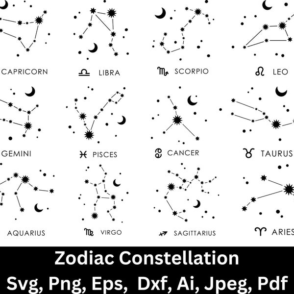 Star Zodiac Constellation svg Png, zodiac svg, horoscope svg, cricut svg cutting files, star constellation, star sign svg, zodiac sign svg,