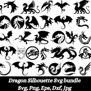 Dragon SVG Bundle, Dragon Tattoo Designs, Chinese Dragon Clipart, Mythical Beast Vector, Dragon Silhouette Cut Files, Animal Svg,