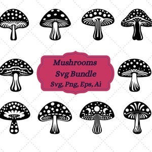 Mushroom Svg, Mushroom Svg Bundle, Mushroom Clipart, Mystical Moon Mushroom Svg, Magic Mushroom, Boho Mushroom Clipart, Mushroom Shirt Svg