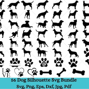 Dog Silhouette Bundle SVG, Dog Butt Leash Holder SVG File, Dog Shape Vector, PET Footprint Svg Bundle, Pet Paw, Puppy Paw Svg, Paw Heart svg