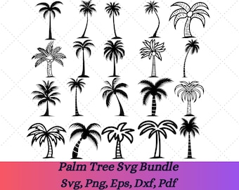 Palmboom SVG, palmboom silhouet, palmboom gesneden bestanden, palmboom SVG-bundel, palmboom clipart, palmboom ontwerp SVG, tropische SVG, strand