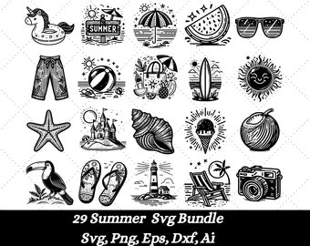 Summer Svg Bundle, Beach Svg, Summertime Svg, Summer beach Svg Bundle, Beach Clipart, Summer cut files for Cricut, Hawaiian SVG Bundle