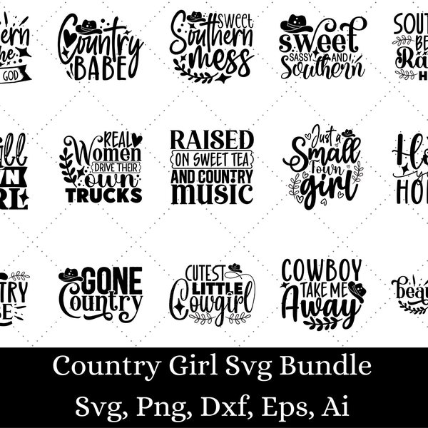 Country Girl Svg Bundle, Southern SVG Bundle, Farm Girl SVG, Cowboy SVG, Country Svg, Cowgirl Svg, Country Life Svg,  Country Music Bundle