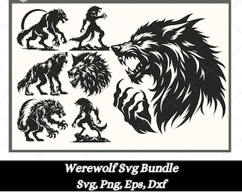 Werewolf SVG Bundle, Wolf Svg, Werewolf Png Bundle, Werewolf Clipart, Wolf Cut Files, Werewolf Head Svg, Howling Werewolf Svg, Werewolf Svg