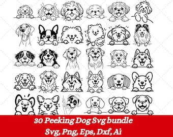 30 Peeking Dogs Svg Bundle, Playful Dog Svg, Peeking Dog Silhouette Svg, Peeking Dog Clipart, Peeking Dog Svg Files For Cricut, Dog Svg