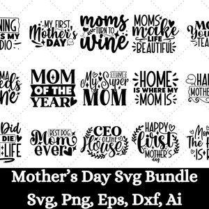 Mother's Day SVG Bundle, Mom Sayings Svg, Motherhood Quotes, Best Mom Ever, Blessed Mom, Funny Mom Shirt, Mama Svg, Mom Mug Svg, Mommy Svg