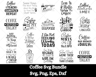 Kaffe Svg-paket, kaffe Svg, mugg Svg-paket, roligt kaffeordspråk Svg, kaffe citat Svg, mugg citat Svg, kaffemugg Svg, klippfil för Cricut