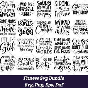 Fitness Svg Bundle, Gym Motivation Svg Bundle, Workout Bundle Svg, Cut Files, Gym Cricut, Clip art, Yoga Svg, Gym Svg, Inspirational Svg,