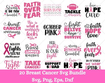 Bröstcancer SVG-paket, Cancer SVG, Cancermedvetenhet, Omedelbar Nedladdning, Band, Bröstcancertröja, Klippfiler, Cricut, Silhuett