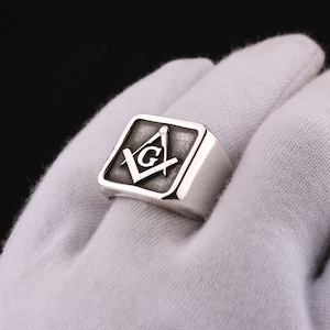 Silver Masonic Ring, Masonic Symbol Ring, Handmade Silver Ring, Custom Master Mason Ring, Masonic Artisan Ring, Cryptic Mason Ring,Best Gift