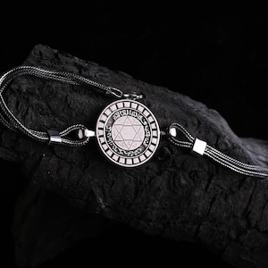 Solomon Seal Silver Bracelet, King Solomon Silver Bracelet, Occult Bracelet, Religious Bracelet, Talisman Bracelet, Gift for men