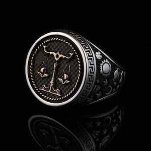 Libra Zodiac Ring, Libra Horoscope Ring, Balance Ring, Libra Ring,  Horoscope Birth Star Sign Ring, Celestial Ring,Gift for Libra man
