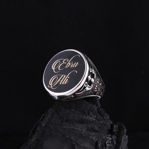 Personalized Name Engraved Ring For Men, Customizable Men&#39;s Ring, Personalized men&#39;s jewelry, Handcrafted silver ring, Gift for men&#39;s ring