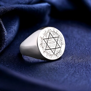 David Star Ring, Solomon&#39;s Seal Ring, Star of david ring, Solomon amulet ring, Secret Seal, Islamic ring, Religious rings, Hand carved ring