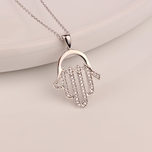 Zilveren islamitische Hamsa ketting, islamitische ketting, Fatman's Hand damesketting, boze oog ketting, Allah geschreven ketting, Talisman ketting