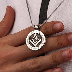Pendentif Maçonnique Onyx Noir Et Argent 925 - Médaille Franc-maçon - Neuf Sans Emballage
