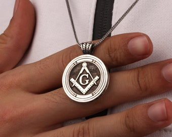 Mason Necklace, Master Mason Necklace, Silver Masonic Pendant, Mason fraternity necklace, Masonic Seal Necklace, Gift for him, Best Gift