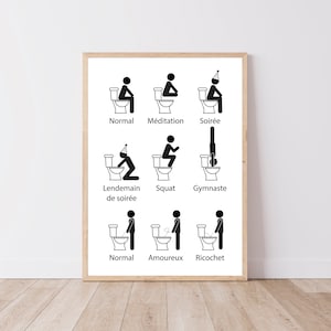 Toilet humor poster - poster of different ways to pee - digital file A2/A3/A4/A5/50x70 - bathroom and toilet wall decoration