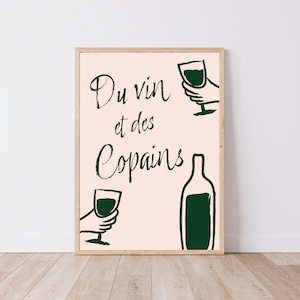 Cartaz de cozinha - cartaz vinho e amigos - cor verde - arquivo digital A2/A3/A4/A5/50x70 - decoração de parede de cozinha e sala de jantar