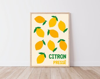 Kitchen poster - lemon poster - squeezed lemon - digital file A2/A3/A4/A5/50x70 - kitchen and dining room wall decoration