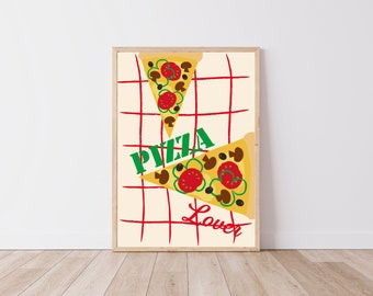 Köksaffisch - Pizza Lover-affisch - pizzabit - digital fil A2/A3/A4/A5/50x70 - väggdekoration för kök och matsal