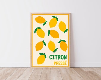 Affiche cuisine - affiche citron - citron pressé - fichier numérique A3/A4/A5 - décoration murale cuisine et salle à manger