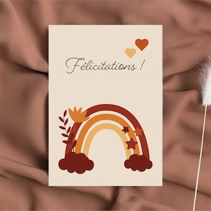 CONGRATULATIONS card - birth card - rainbow illustration
