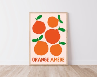 Kitchen poster - orange poster - bitter orange - digital file A2/A3/A4/A5/50x70 - kitchen and dining room wall decoration