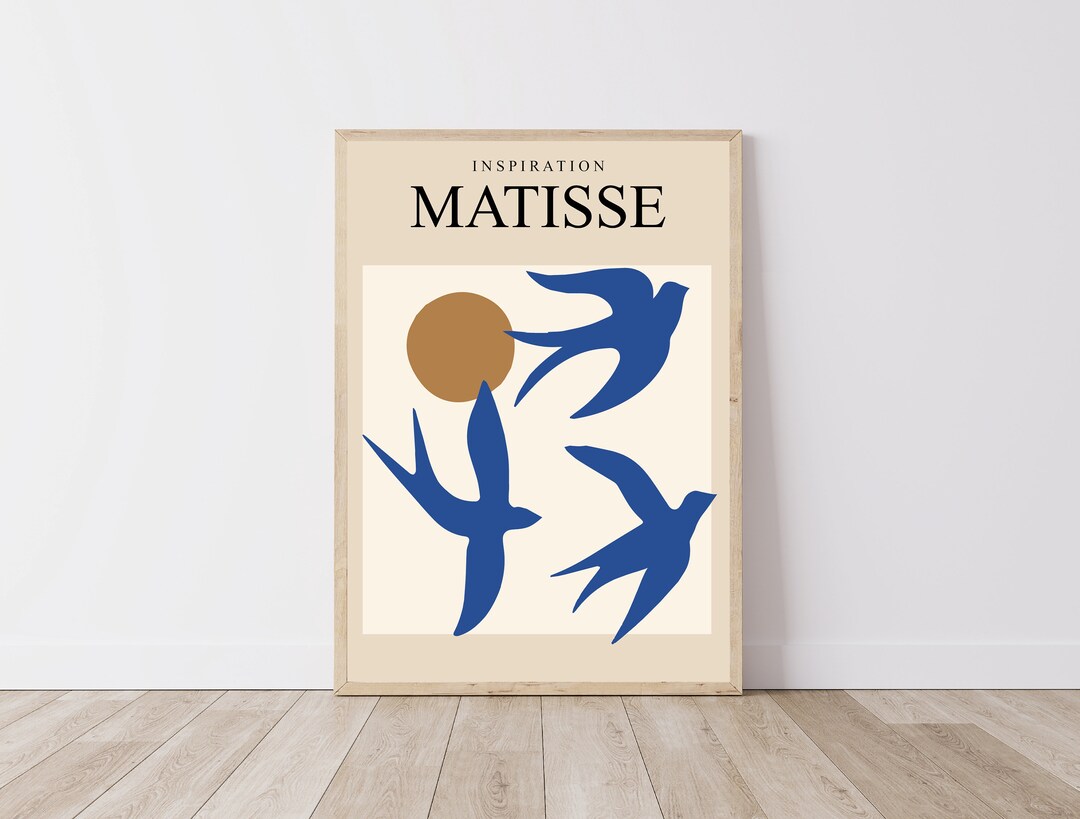 マティス風ポスター - 青い抽象的な鳥 - デジタルファイル A2/A3/A4/A5