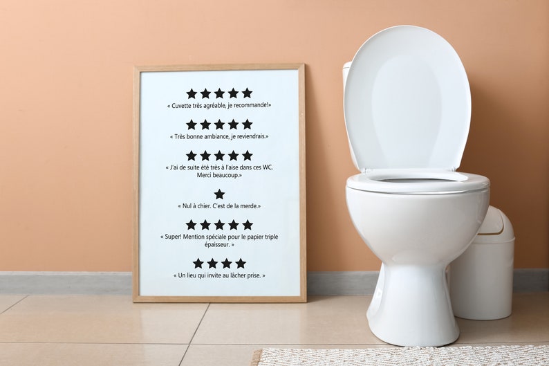 Humoristisk toalettaffisch - Fransk meddelande- och kommentarsaffisch - Digital fil A2/A3/A4/A5/50x70 - Väggdekoration för badrum och toalett bild 2