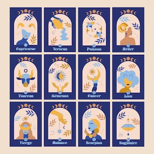 Astrologie-Plakat - Sternzeichen - dekorative Poster Illustration astrologischer Zeichen - Home Art - Innendekoration