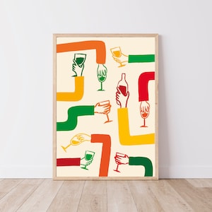 Poster da cucina - poster da aperitivo, bicchiere, vino a colori - file digitale A2/A3/A4/A5/50x70 - decorazione murale della cucina e della sala da pranzo