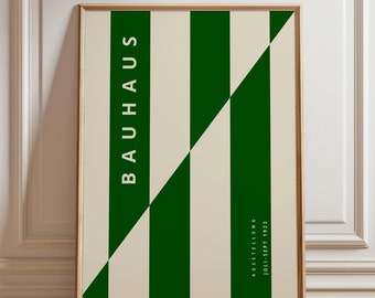 Bauhaus Poster Green Vertical Wall Art, Bauhaus Exhibition Print Abstract Framed, Gift Modern Art, Large Wall Art Decor,