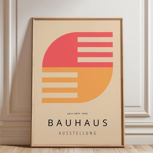 Naranja y rosa Bauhaus cartel arte de la pared, exposición Bauhaus impresión, arte moderno rosa, decoración de arte de pared enmarcada grande, cartel abstracto arte de la pared del regalo
