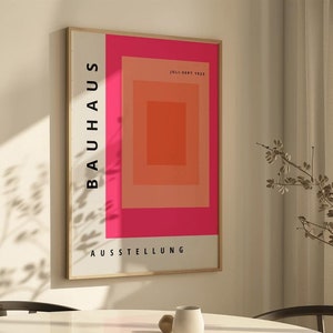 Affiche Bauhaus rose, impression d'exposition Bauhaus, art moderne rose, grand cadre, décoration murale abstraite
