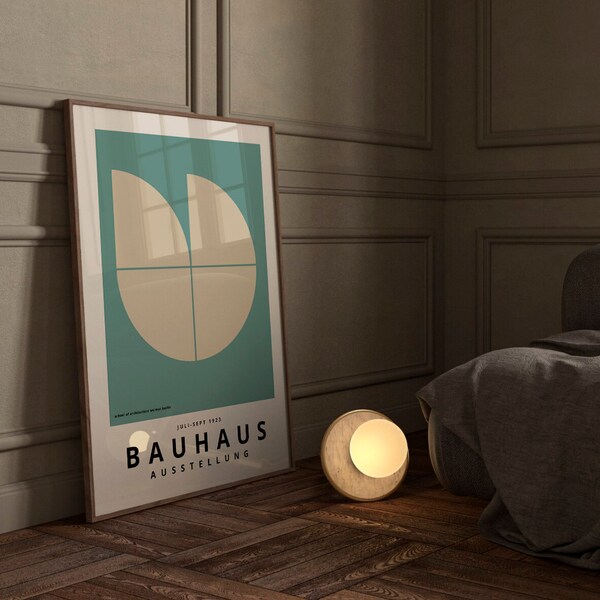 Arte da parede de Bauhaus, pôster de uma peça, arte de uma peça, pôster de Bauhaus, Bauhaus ptint, decoração moderna de meados do século, verde, bege, download digital de Japandi