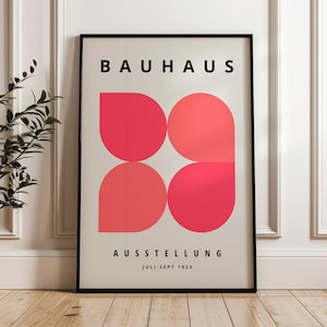 Art mural imprimé Bauhaus rose, affiche Bauhaus, art moderne rose, grand décor d’art mural encadré Boho, affiche d’exposition, cadeau abstrait de pendaison de crémaillère