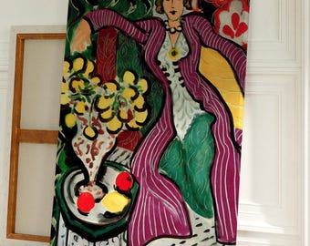 Henri Matisse - Woman in a Purple Coat 1937 - Framed Canvas Wall Art - Wall Decor -Large Wall Art - Housewarming Gift