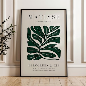 Arte murale verde salvia, stampa di Matisse incorniciata, poster di arte murale astratta, arte moderna, grande arte murale boho, poster di mostre, regalo di inaugurazione della casa,