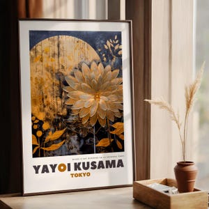 Yayoi Kusama impresión enmarcada decoración de arte de pared, cartel de Yayoi Kusama, decoración de carteles japoneses, regalo de inauguración de la casa grande, arte japonés, impresión japonesa,