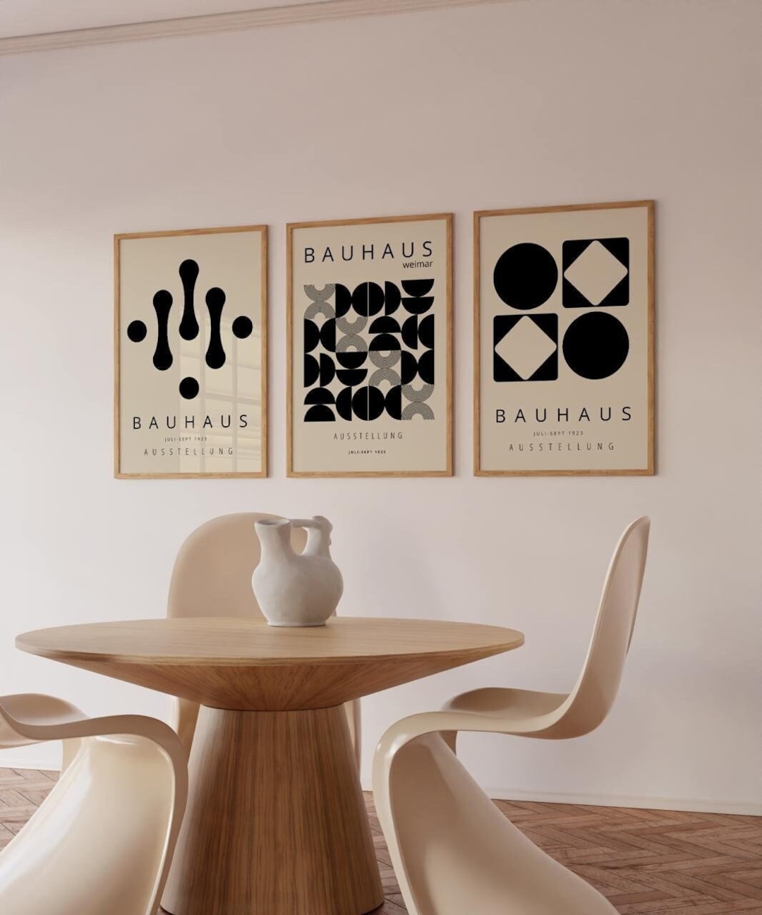 Set of 3 Bauhaus Poster Framed Wall Art, Abstract Wall Art Print ...