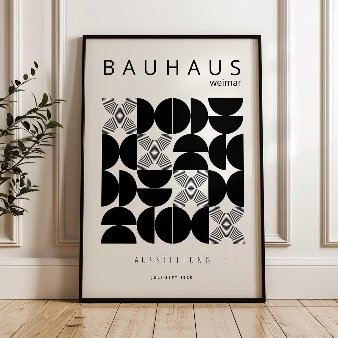 Black Bauhaus Print Wall Art Framed, Bauhaus Poster, Modern Art, Large ...