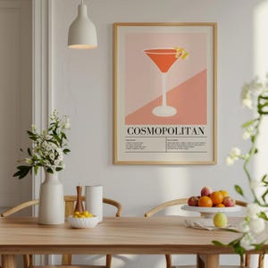 Kosmopolityczny przepis na koktajl Print Wall Art oprawione, plakat pomysł na prezent, kuchnia i jadalnia alkohol wydruki Wall Art, prezent na parapetówkę